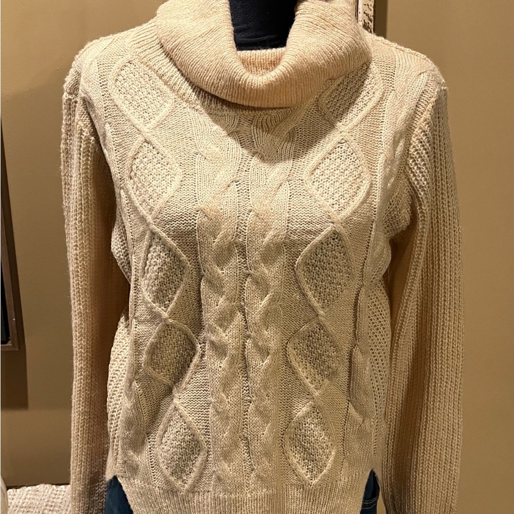 Peach cowl neck sweater NWOT